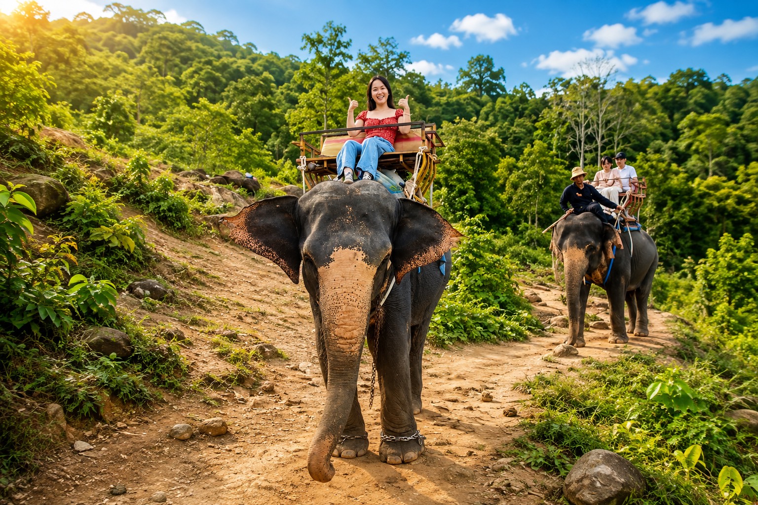 Elephant Trekking in jungle