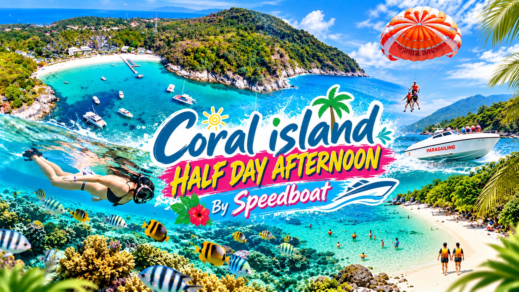 Coral Island (Kahung Beach) Half Day by Speedboat
